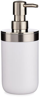 Berilo Zeeppompje/dispenser - 17 cm - RVS/kunststof - wit/zilver - 350 ml - navulbaar - toilet/badka