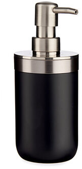 Berilo Zeeppompje/dispenser - 17 cm - RVS/kunststof - zwart/zilver - 350 ml - navulbaar - keuken/toi