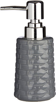 Berilo zeeppompje/dispenser - keramiek - grijs/zilver - 350 ml - navulbaar - toilet/badkamer/keuken