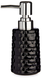Berilo Zeeppompje/dispenser - keramiek - zwart - zilver - 150 ml - navulbaar - keuken/badkamer/toile
