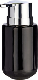 Berilo zeeppompje/dispenser - keramiek - zwart/zilver - 350 ml - toilet/badkamer/keuken