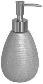 Berilo Zeeppompje/dispenser zilver glanzend polystone 8 x 17 cm - Zeeppompjes Zilverkleurig
