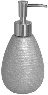 Berilo Zeeppompje/dispenser zilver glanzend polystone 8 x 17 cm