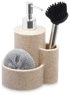 Berilo Zeeppompje met keuken organizer Dunes - beige - 3 compartimenten - polyresin - 12 x 14 x 18 cm