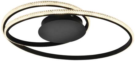 Berlin LED plafondlamp, zwart, 28W, Ø 57 cm matzwart, transparant