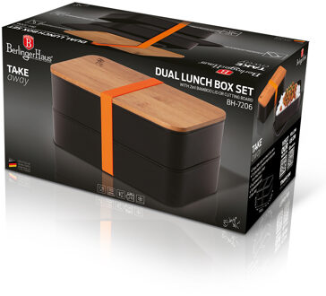 BerlingerHaus Lunchbox 2-laags Met Bamboe Deksel 18,5x10,5x9,5cm zwart