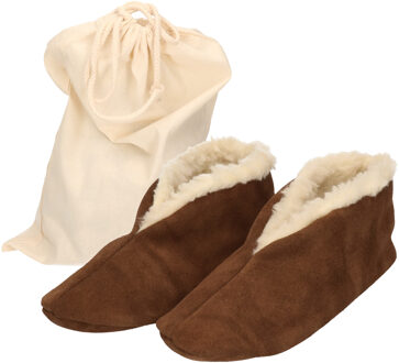 Bernardino Bruine Spaanse sloffen/pantoffels van echt leer/suede voor dames/heren maat 41 met opbergzak