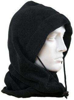 Bernardino Fleece bivakmuts - met koordje - zwart - polyester - lekker warm - voor volwassenen