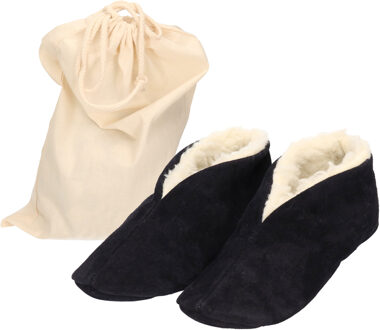 Bernardino Navy blauwe Spaanse sloffen/pantoffels van echt leer/suede maat 43 met opbergzak 43