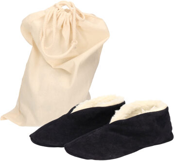 Bernardino Navy Spaanse kinder sloffen/pantoffels van echt leer/suede maat 28 met opbergzak 28