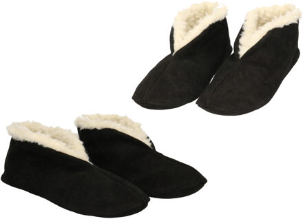 Bernardino Voordeelset van 2x paar Spaanse sloffen/pantoffels zwart dames/heren, maat: 38