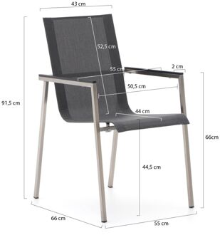 Bernstein Mainz/Freiburg 220cm dining tuinset 7-delig stapelbaar - Laagste prijsgarantie! Zwart