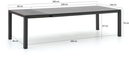 Bernstein Mannheim dining tuintafel uitschuifbaar 220/280x100x75cm - Laagste prijsgarantie! Grijs