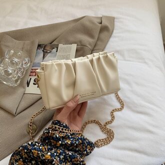 Beroemde Geplooide Vierkante Crossbody Tas Nnew Hoge Zachte Pu Lederen Vrouwen Tas Luxe Schouder Messenger tas Beige