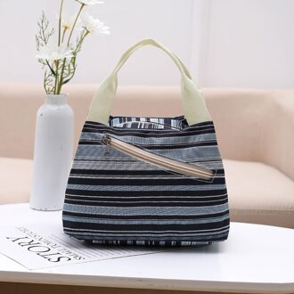 Beroemde Tas Sac Isotherme Repas Gedrukt Strepen Stiksels Lunch Bag Zak Geïsoleerde Lunchbox Tas Kosmetyczka Damska
