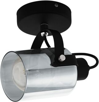 Berregas Opbouwspot - E27 - Staal;Glas - Zwart;Grijs