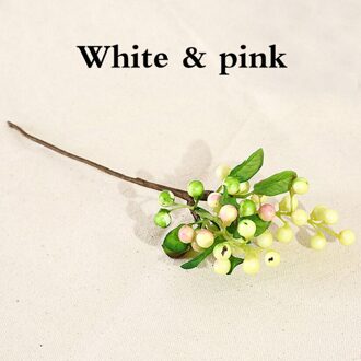 Berry Kunstmatige Bloemen Nep Bessen Bruiloft Kunstbloemen Voor Decoratie Woonkamer Kunstmatige Decor Accessoires Voor Thuis wit roze
