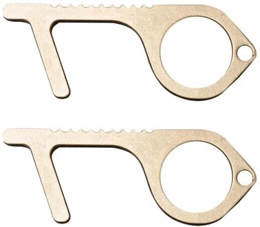 Beschermen Veilige En Gemakkelijke Manier Om Avoide Ziektekiemen-Contactloze Veiligheid Isolatie Brass Key Lift Knop Deurgrepen Schoon-key Opener 1stk