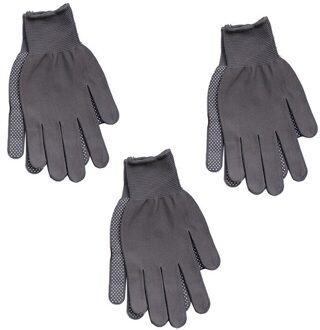 Beschermende Anti-Slip Handschoenen Latex Gecoate Palmen Stippen String Knit Self Veiligheid Werken Handschoen Slijtvaste Fit Rock klimmen Hammal grijs 3 Pairs