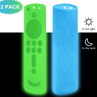 Beschermende Fire Tvs Silicone Case Cover Siliconen Sleeve Shockproof Anti-Slip Vervanging Voor Tv Stick 4K Afstandsbediening Glow groen Glow blauw