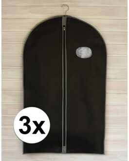Beschermhoes voor kleding - 3x - zwart - 100 cm - met rits - op reis/thuis