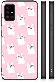 Beschermhoesje Samsung Galaxy A51 GSM Hoesje met Zwarte rand Sleeping Cats