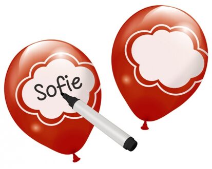 Beschrijfbare ballonnen - 6x st - gekleurd - verjaardag of thema feest - versiering Multi