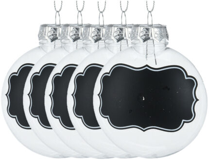 Beschrijfbare kerstballen - krijtvlak - 10x stuks - 10 cm - kunststof