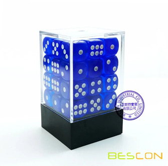 Bescon 12mm 6 Sided Dice 36 in Brick Box, 12mm Six Sided Die (36) Block of Dice, Translucent Royal Blue with White Pips