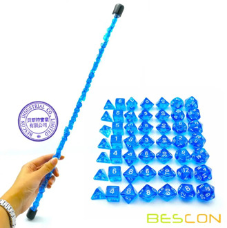 Bescon 49pcs Gem Blue Mini Polyhedral Dice Set in Long Tube, Sapphire Mini DND RPG Dice 7X7pcs, Long Stick Set