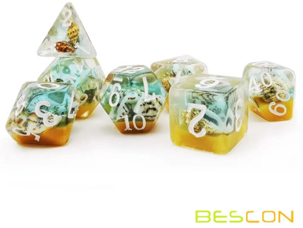 Bescon BeachTime Dice Set, Novelty RPG 7-dice Set in Brick Box Packing