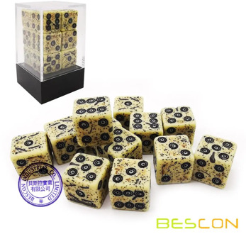 Bescon Old Looking Ancient Bone Dice D6 16mm 12pcs Set, 16mm Six Sided Die (12) Block of Stone Dice
