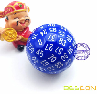 Bescon Polyhedral Dice 100 Sides Dice, D100 die, 100 Sided Cube, D100 Game Dice, 100-Sided Cube of Blue Color