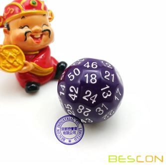 Bescon Polyhedral Dice 50-sided Gaming Dice, D50 die, D50 dice, 50 Sides Dice, 50 Sided Cube of Purple Color