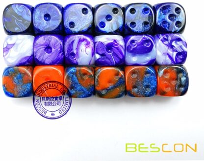 Bescon Unpainted Gemini 16 Mm Spel Dobbelstenen Met Lege 6th Side, 3 Assorti Kleur Set Van 18 Pcs, twee Tone Dice