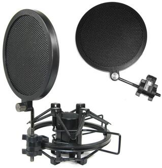 Besegad Double-layer Ijzer Mesh Microfoon Mic Wind Screen Anti Pop Filter voor Studio Opname Video Chat Omroep
