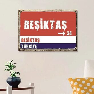 Besiktas Teken Hout Retro Poster Wanddecoratie Woonkamer Decor Zelfklevende Decoratieve Motieven Voor Muur Ornamenten