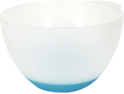 Beslagkom/mengkom - 3 liter - kunststof - transparant/blauw - schenktuit