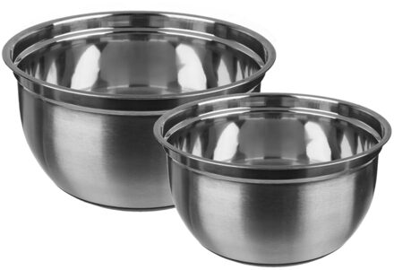 beslagkommen / mengkommen - Set 2x stuks - RVS - 4,5/2.5 Liter - Met antislip