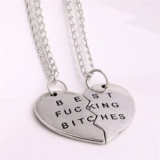 Bespmosp 2/3 PCS Gebroken Hart Hanger Ketting Goud Verzilverd Beste Vrienden BFF Vrouwen Mannen Statement Sieraden Vriendschap Choker stijl 4