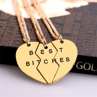 Bespmosp 2/3 PCS Gebroken Hart Hanger Ketting Goud Verzilverd Beste Vrienden BFF Vrouwen Mannen Statement Sieraden Vriendschap Choker stijl 5