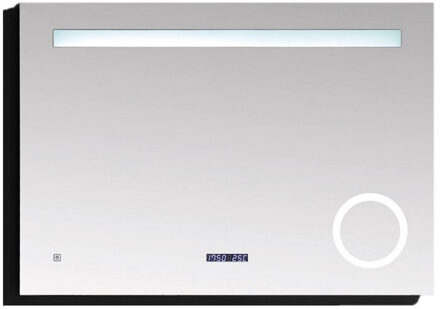Best Design Badkamerspiegel Linet 80x70cm Geintegreerde LED Verlichting Touch Lichtschakelaar met Klok en Verlichting