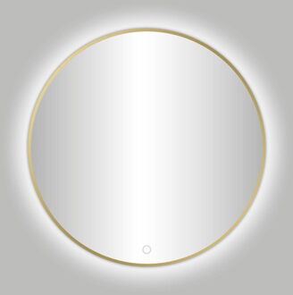 Best Design Badkamerspiegel Nancy Venetie Rond 60x60cm Mat Goud Geintegreerde LED Verlichting Touch Schakelaar