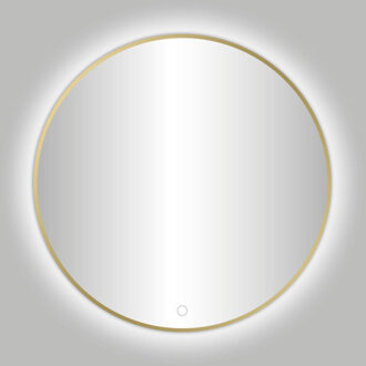 Best Design Badkamerspiegel Nancy Venetie Rond 80x80cm Mat Goud Geintegreerde LED Verlichting Touch Schakelaar