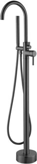 Best Design Badkraan Vrijstaand Moya Mengkraan Rond Messing Glans Gunmetal 1 Greeps met Handdouche 4008560