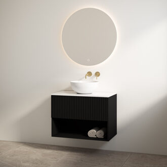 Best Design Badmeubelset Best Design Rigatti 60 cm Mat Zwart + Glans Wit Blad