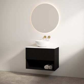 Best Design Badmeubelset Best Design Rigatti 60 cm Mat Zwart + Mat Wit Blad