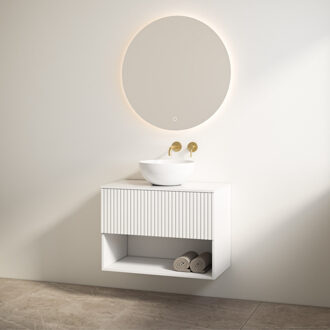 Best Design Badmeubelset Best Design Rigatti 78 cm Mat Wit + Glans Wit Blad