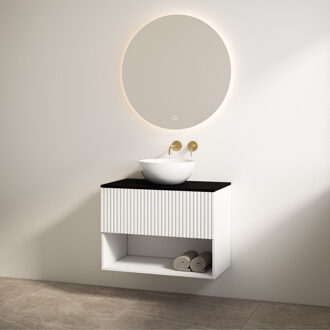 Best Design Badmeubelset Best Design Rigatti 78 cm Mat Wit + Mat Zwart Blad