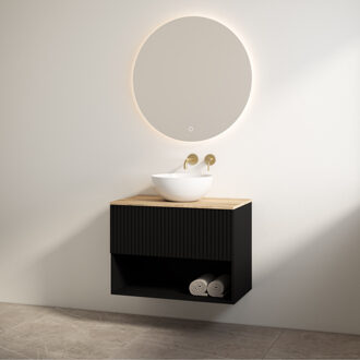 Best Design Badmeubelset Best Design Rigatti 78 cm Mat Zwart + Halifax Blad